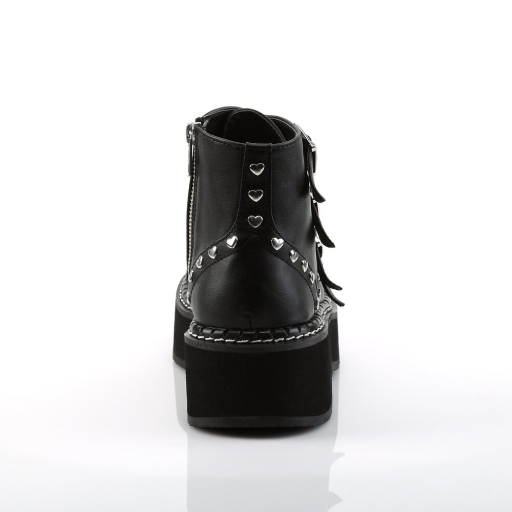Demonia Emily 315 Black Buckled Platform Boots - Picture 4 of 5